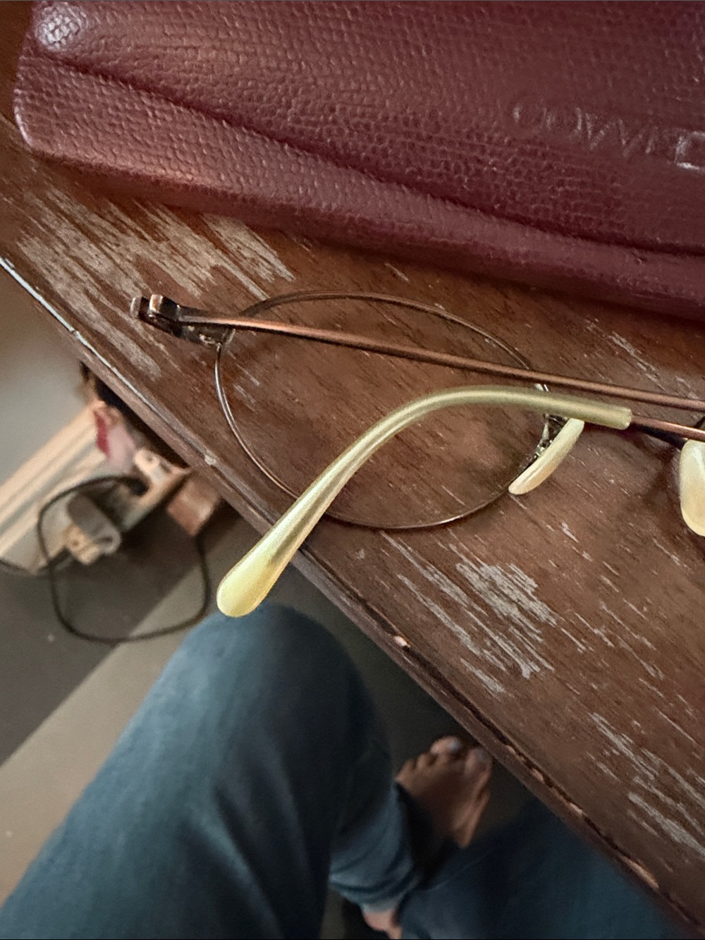 Oliver Peoples OP553 copper colored Round Metal Eyeglasses with vintage red case - Picture 3 of 16